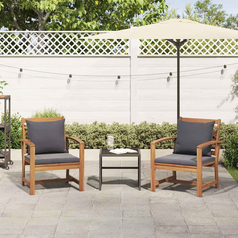 vidaXL Chair with Cushion 2 pcs Brown and Dark Grey 65 x 60 x 76.5 cm