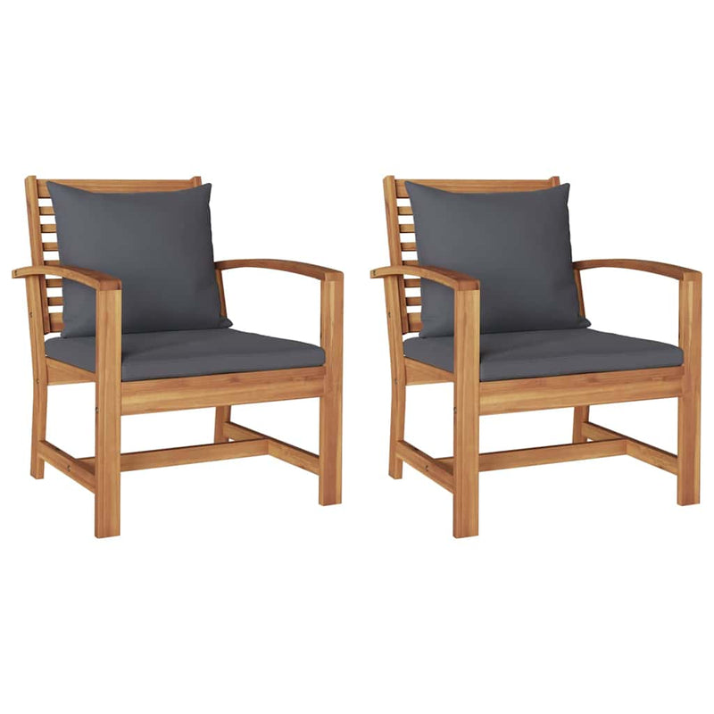 vidaXL Chair with Cushion 2 pcs Brown and Dark Grey 65 x 60 x 76.5 cm