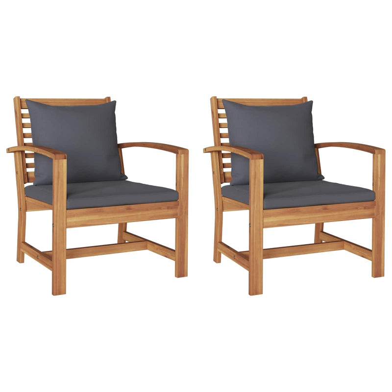 vidaXL Chair with Cushion 2 pcs Brown and Dark Grey 65 x 60 x 76.5 cm