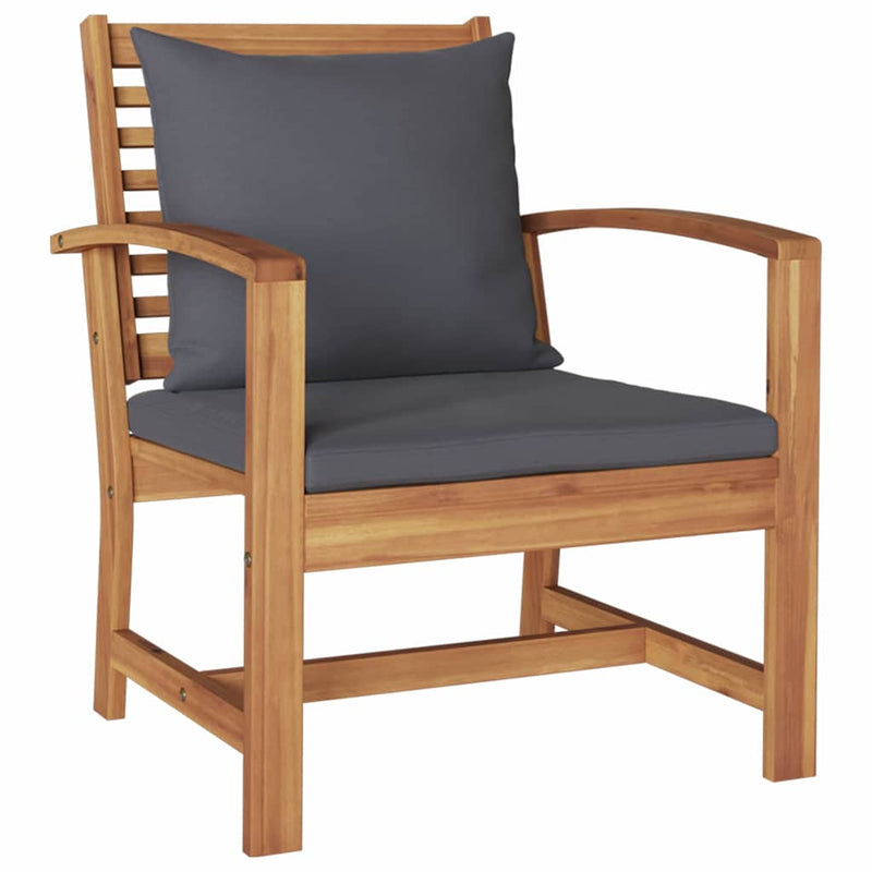 vidaXL Chair with Cushion 2 pcs Brown and Dark Grey 65 x 60 x 76.5 cm