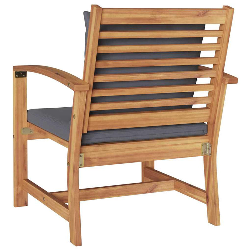 vidaXL Chair with Cushion 2 pcs Brown and Dark Grey 65 x 60 x 76.5 cm
