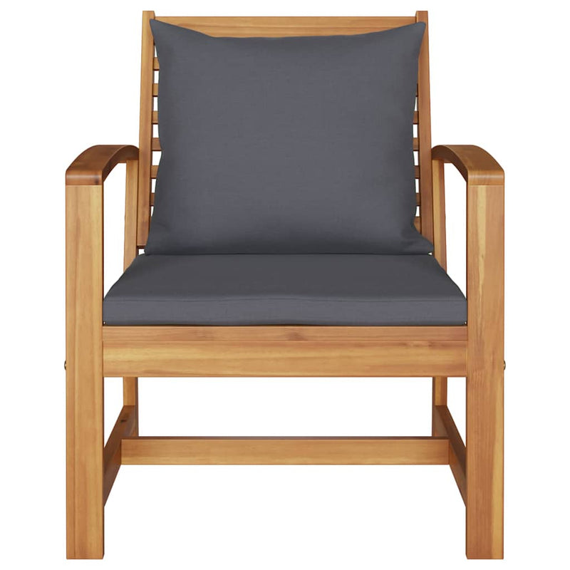 vidaXL Chair with Cushion 2 pcs Brown and Dark Grey 65 x 60 x 76.5 cm