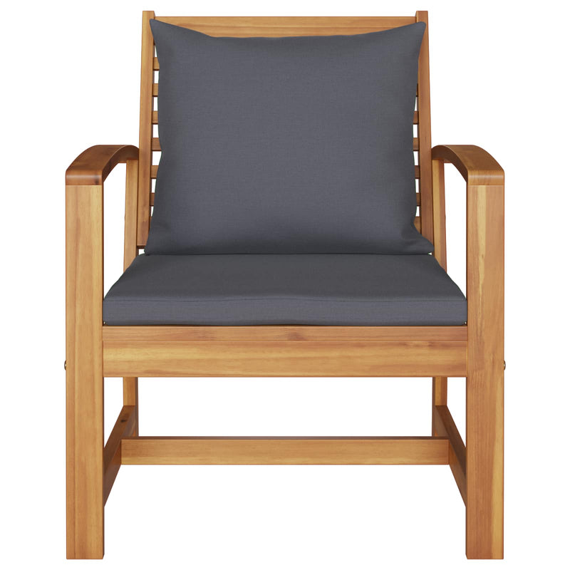 vidaXL Chair with Cushion 2 pcs Brown and Dark Grey 65 x 60 x 76.5 cm