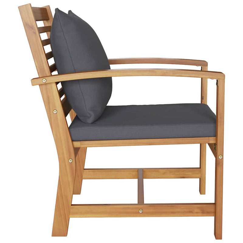 vidaXL Chair with Cushion 2 pcs Brown and Dark Grey 65 x 60 x 76.5 cm