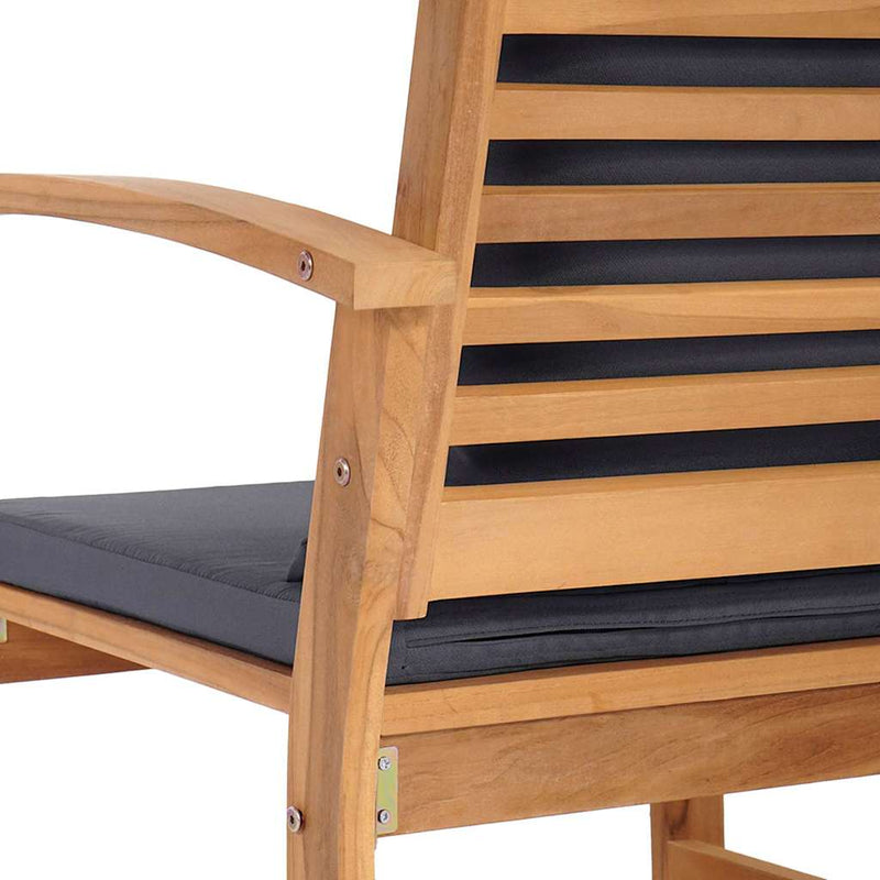 vidaXL Bench with Cushion 2 pcs Brown and Dark Grey Solid Teak Wood