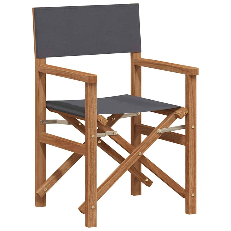 vidaXL Folding Director's Chair Grey 56 x 54 x 87 cm Solid Teak Wood