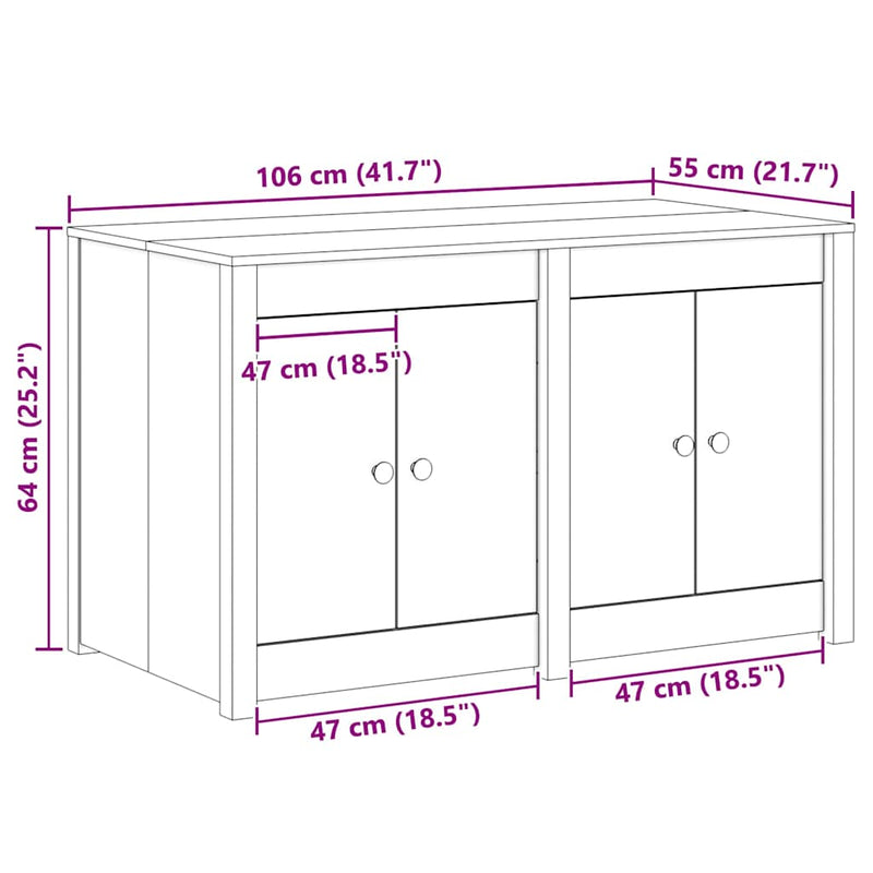 vidaXL Kitchen Cabinet Brown Oak 106 x 55 x 64 cm Solid Pine wood