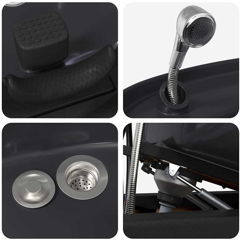 vidaXL Shampoo Chair Height Adjustable Black 63 x 141 x 92 cm PVC