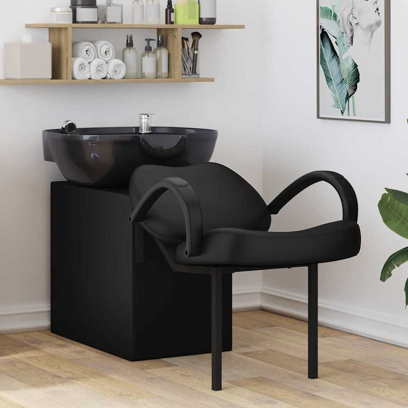 vidaXL Shampoo Chair Height Adjustable Black 63 x 141 x 92 cm PVC