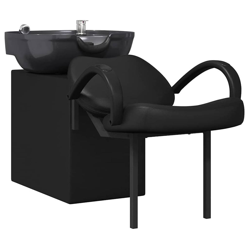 vidaXL Shampoo Chair Height Adjustable Black 63 x 141 x 92 cm PVC