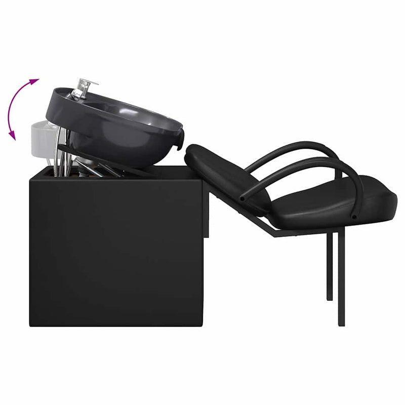 vidaXL Shampoo Chair Height Adjustable Black 63 x 141 x 92 cm PVC