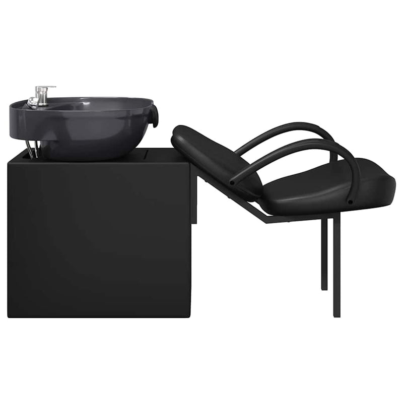 vidaXL Shampoo Chair Height Adjustable Black 63 x 141 x 92 cm PVC