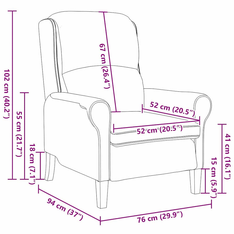 vidaXL Armchair Black 76 x 94 x 102 cm Velvet