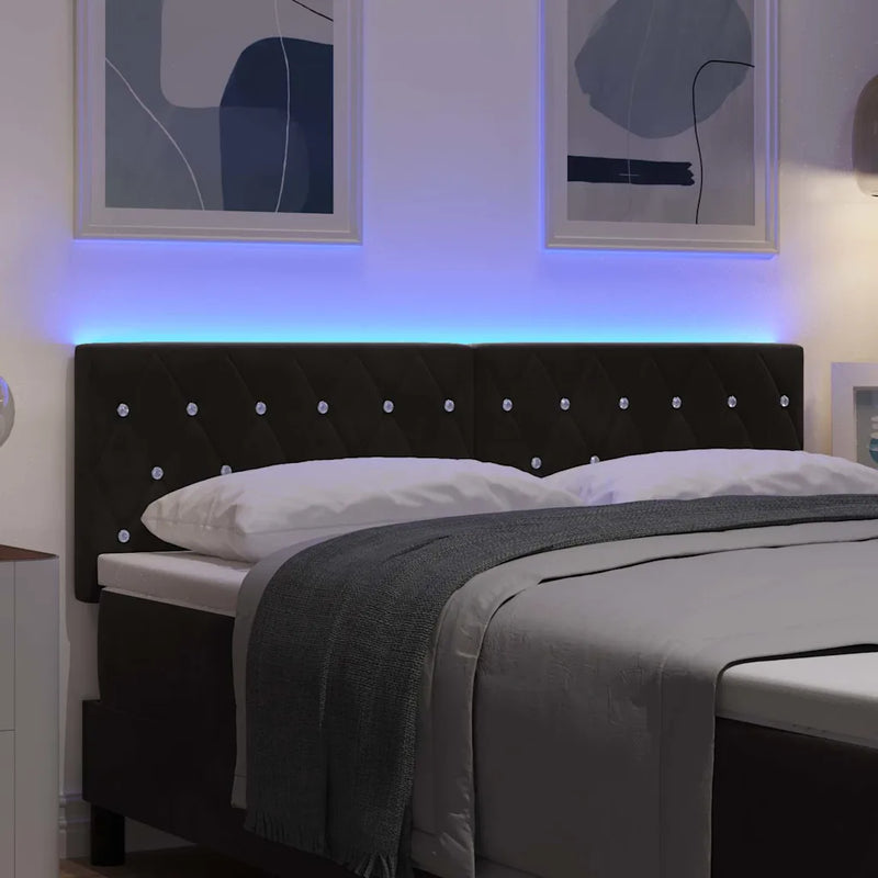 LED Headboard with LED Strip Lights Black 160 cm Polyester