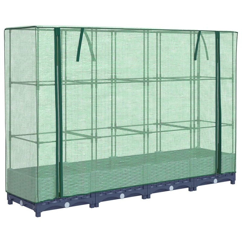 vidaXL Raised Bed with Greenhouse Cover Rattan Look 160x40x123 cm