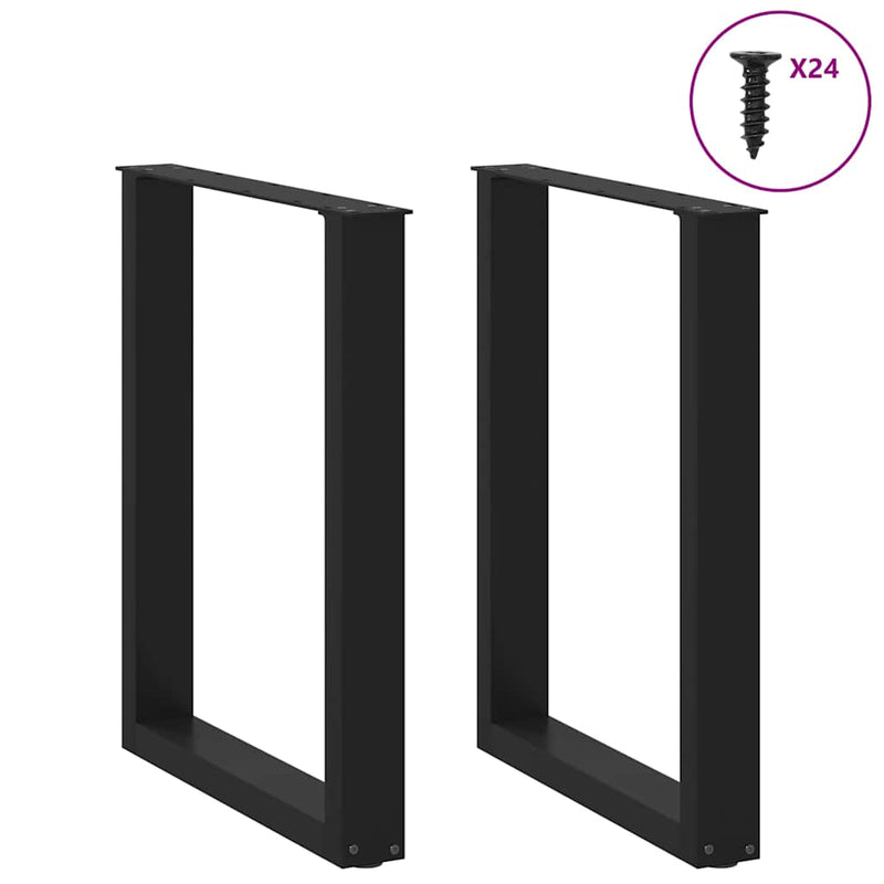 vidaXL Dining Table Legs U-Shaped 2 pcs Black 60x(72-73) cm Steel