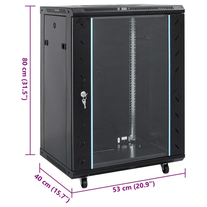 vidaXL 15U Network Cabinet 19" IP20 Black 60x45x86 cm