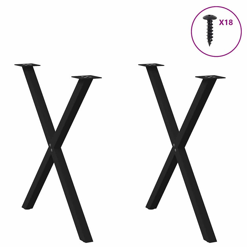 vidaXL Dining Table Legs X-Shaped 2 pcs Black 80x(72-73) cm Steel