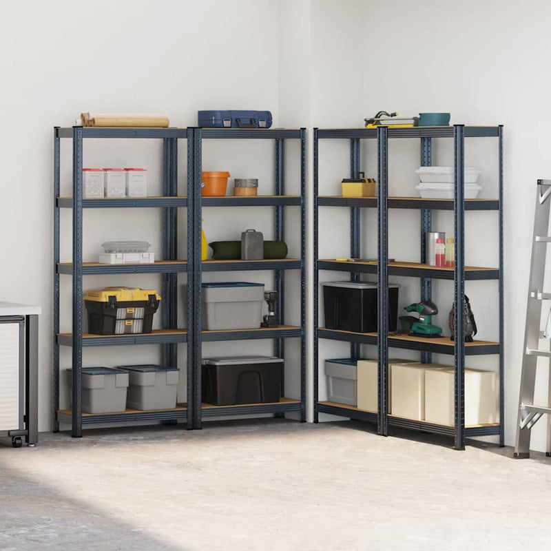 vidaXL 5-Layer Storage Shelves 4 pcs Anthracite Steel&Engineered Wood