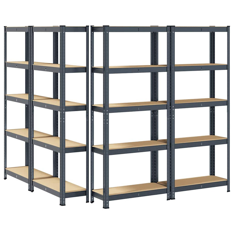 vidaXL 5-Layer Storage Shelves 4 pcs Anthracite Steel&Engineered Wood