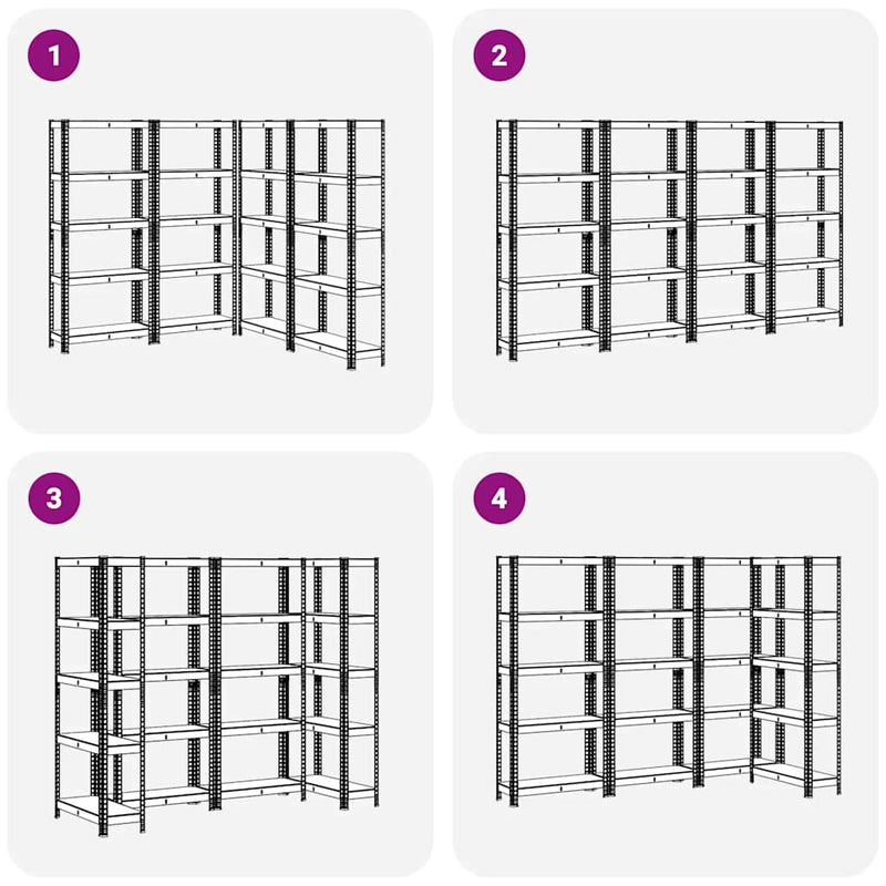 vidaXL 5-Layer Storage Shelves 4 pcs Anthracite Steel&Engineered Wood