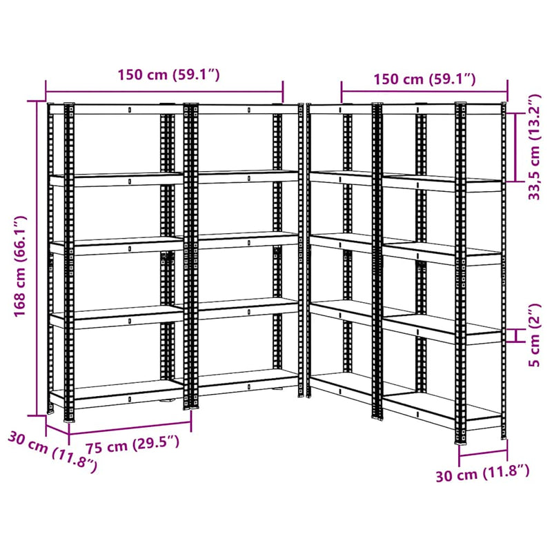 vidaXL 5-Layer Storage Shelves 4 pcs Anthracite Steel&Engineered Wood