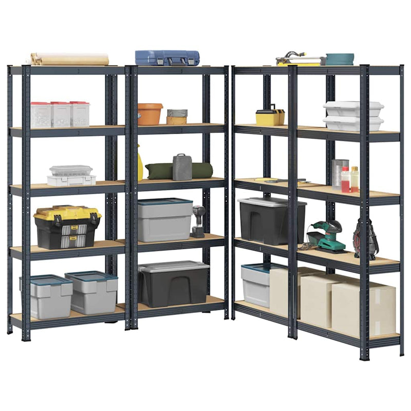 vidaXL 5-Layer Storage Shelves 4 pcs Anthracite Steel&Engineered Wood