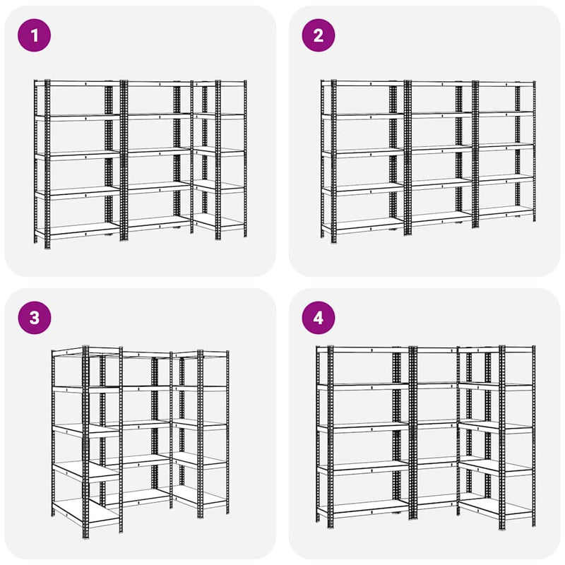 vidaXL 5-Layer Storage Shelves 3 pcs Anthracite Steel&Engineered Wood