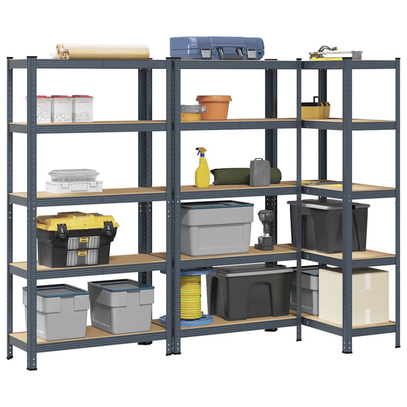 vidaXL 5-Layer Storage Shelves 3 pcs Anthracite Steel&Engineered Wood
