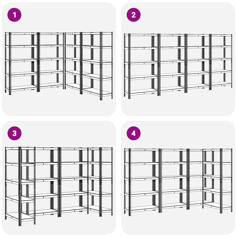 vidaXL 5-Layer Storage Shelves 4 pcs Anthracite Steel&Engineered Wood