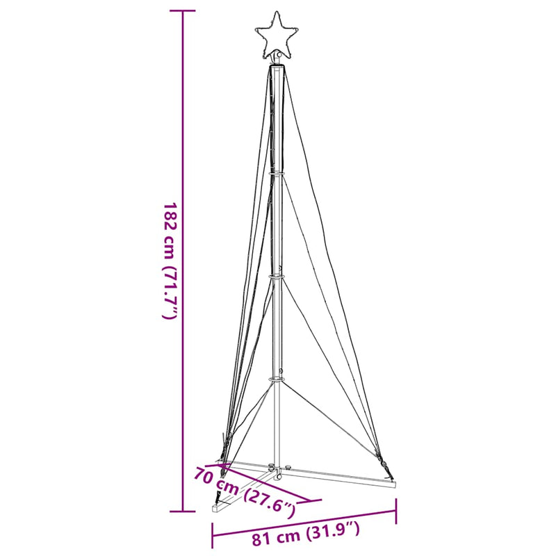 vidaXL LED Christmas Tree 363 LEDs Warm White 182 cm