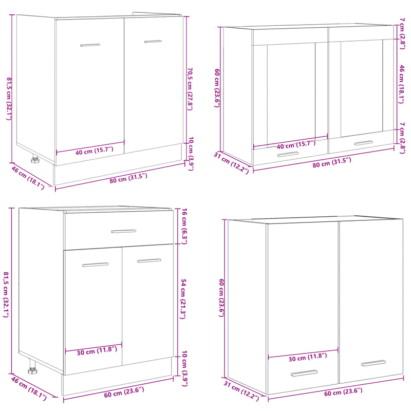 4 Piece Kitchen Cabinet Set Lyon Sonoma Oak Engineered Wood