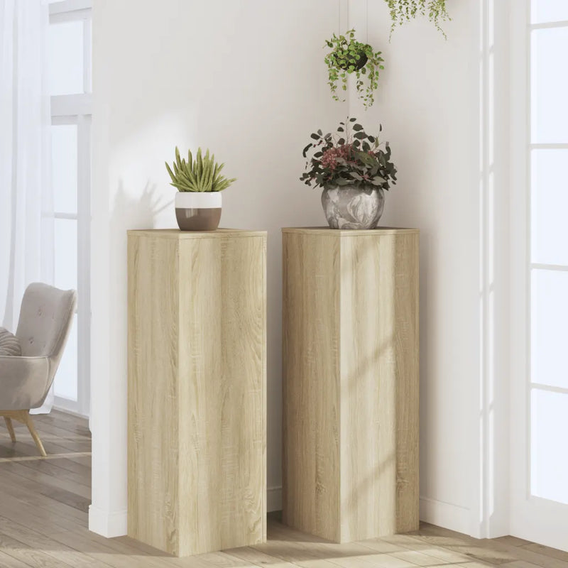 Plant Stands 2 pcs Sonoma Oak 33x33x100 cm Engineered Wood
