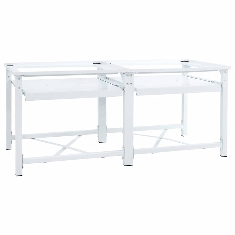 vidaXL Double Washing Machine Pedestal with Pull-Out Shelves White