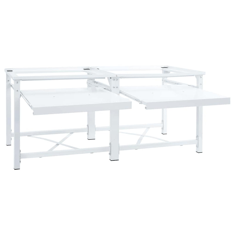 vidaXL Double Washing Machine Pedestal with Pull-Out Shelves White