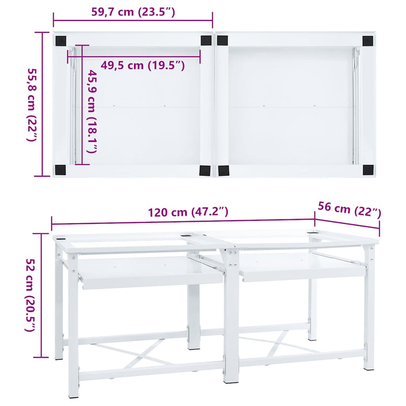 vidaXL Double Washing Machine Pedestal with Pull-Out Shelves White