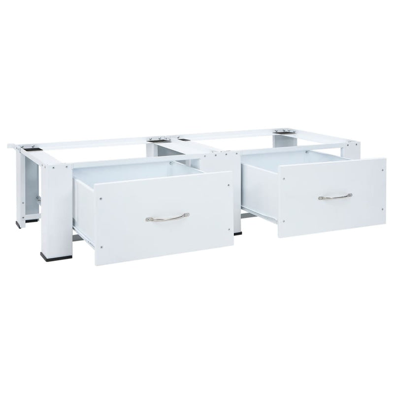 vidaXL Double Washing Machine Pedestal with Drawers White