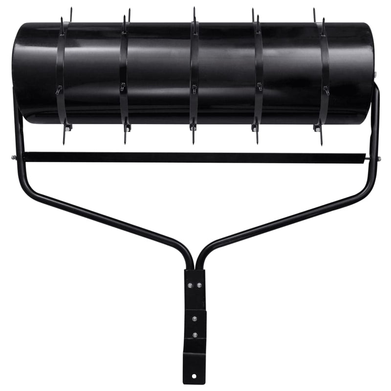 vidaXL Garden Lawn Roller Pull with Aerator Clamps Black 63 L Iron