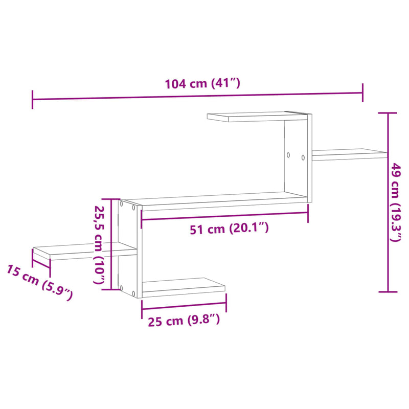 vidaXL Wall Shelf White 104x15x49 cm Engineered Wood