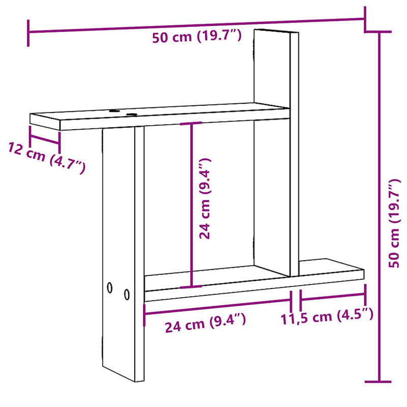 Wall Shelves 2 pcs White 50x12x50 cm Engineered Wood