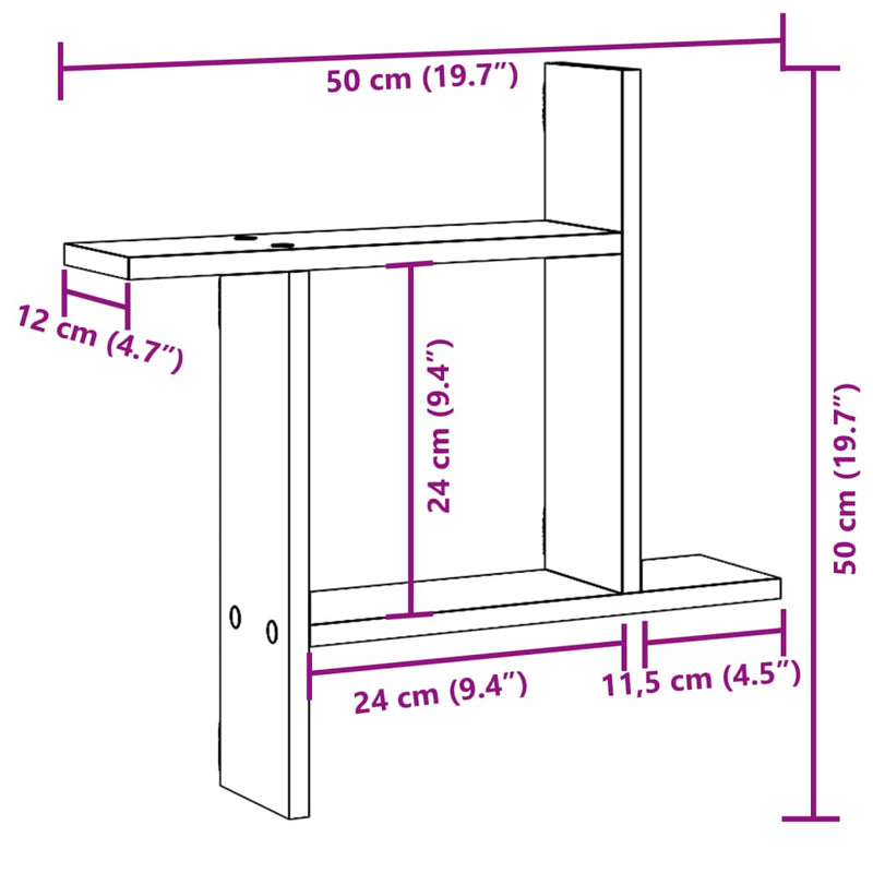 Wall Shelves 2 pcs White 50x12x50 cm Engineered Wood