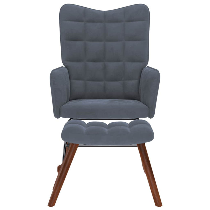 vidaXL Rocking Chair with Stool Dark Grey Velvet