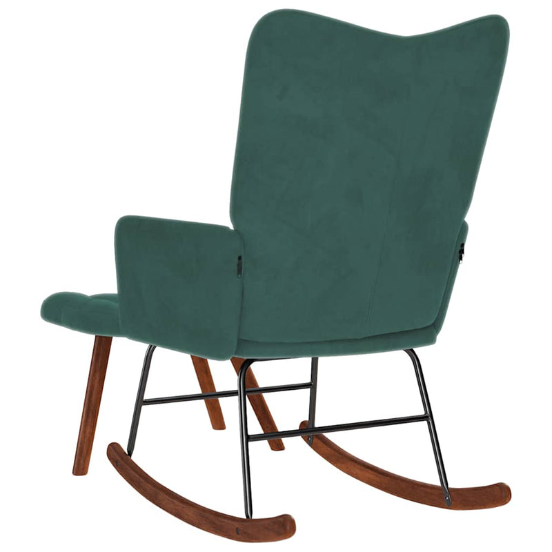 vidaXL Rocking Chair with Stool Dark Green Velvet