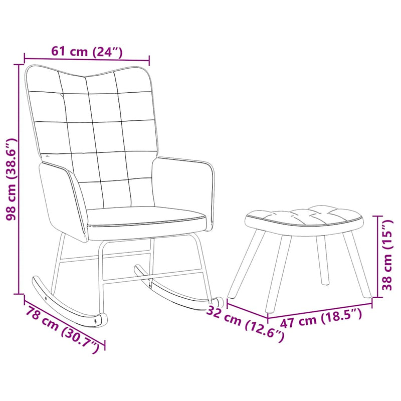 vidaXL Rocking Chair with Stool Black Velvet