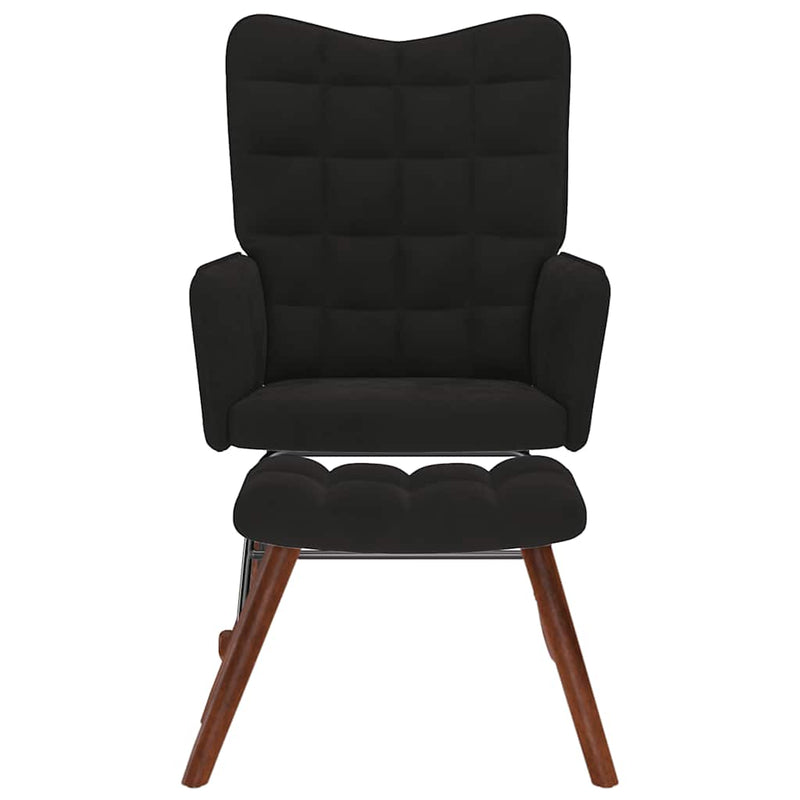 vidaXL Rocking Chair with Stool Black Velvet