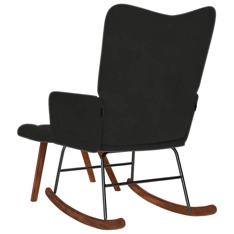vidaXL Rocking Chair with Stool Black Velvet