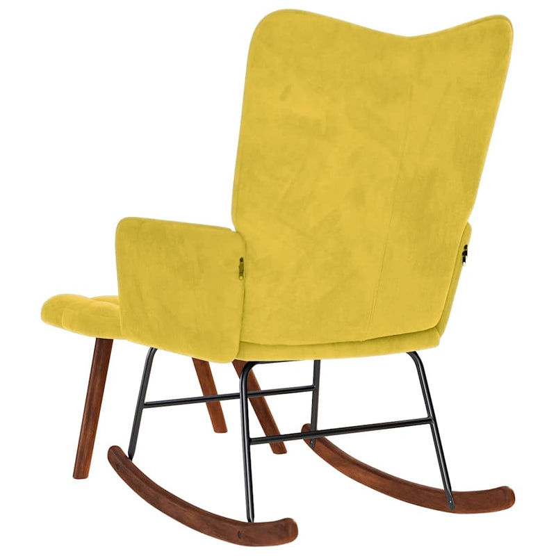 vidaXL Rocking Chair with Stool Yellow Velvet