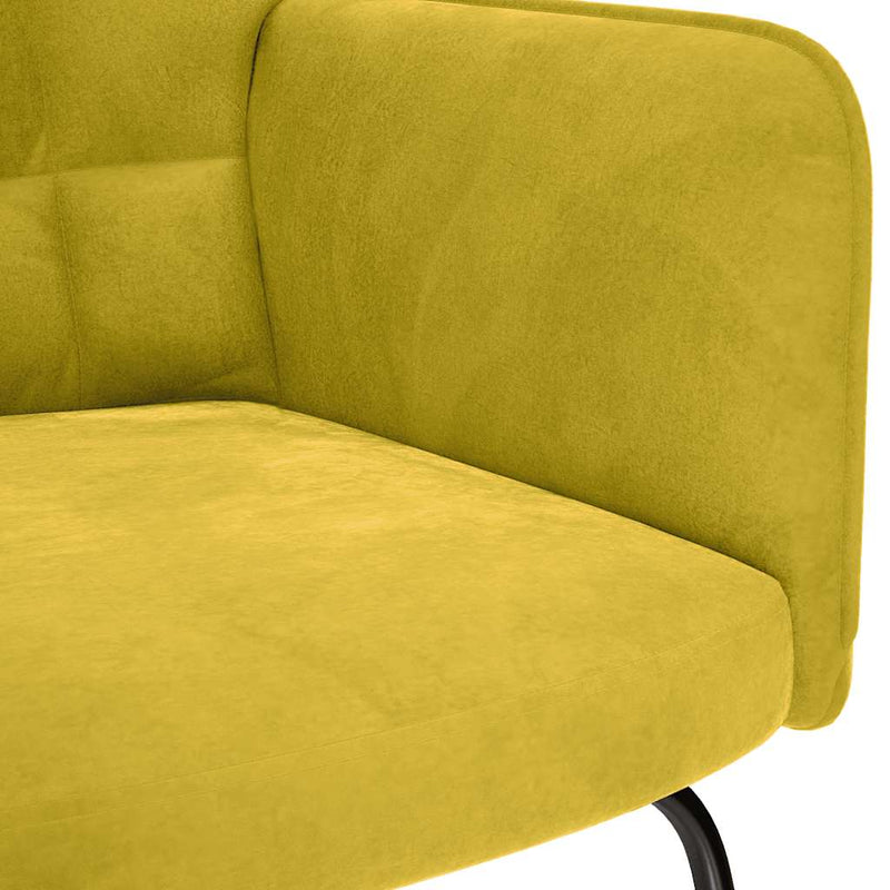 vidaXL Rocking Chair with Stool Yellow Velvet