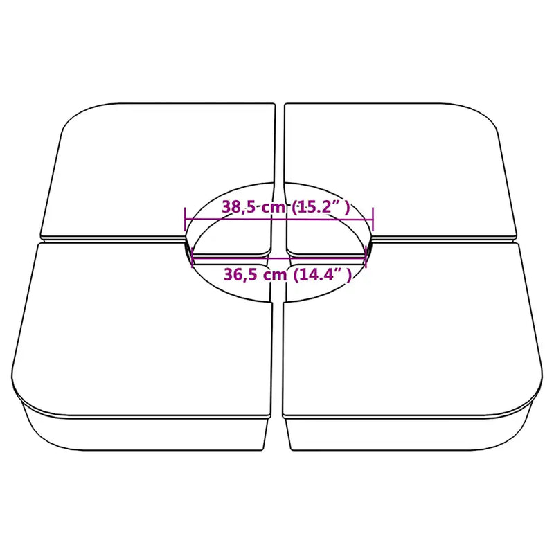 4 Piece Parasol Base Set for Cross Stand Parasol 100 kg PP
