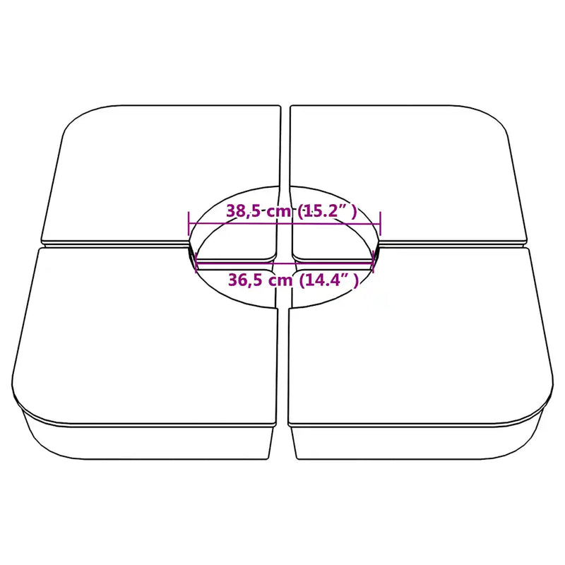 4 Piece Parasol Base Set for Cross Stand Parasol 100 kg PP